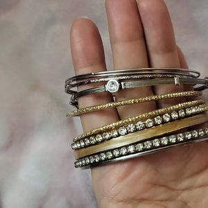Silver and gold tone mixed bracelets